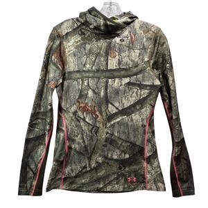 Under Armour ColdGear Scent Control Hoodie Womens Medium Mossy Oak Camo Pink
